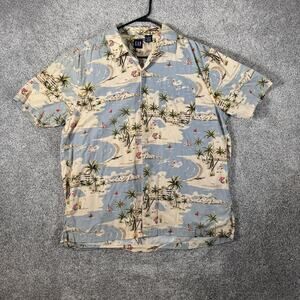 Vintage 90s Y2K GAP Hawaiian Shirt M Aloha Coastal Grandpa Resort Surf Skater